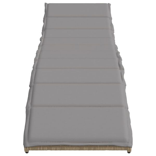 vidaXL Leżaki z poduszkami, 2 szt., beżowe, polirattan