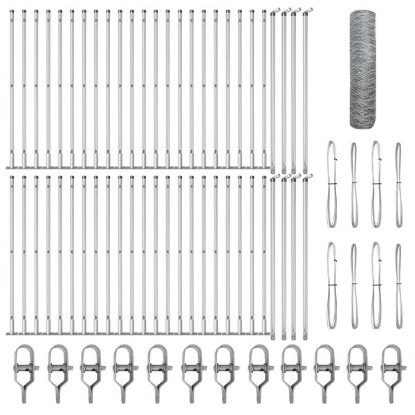 vidaXL Słupek ogrodzeniowy. Srebrny 100 x 0,5 m (siatka 50 mm) Stal