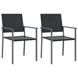 vidaXL Krzesła ogrodowe, 2 szt., czarne, 54x62,5x89 cm, polirattan