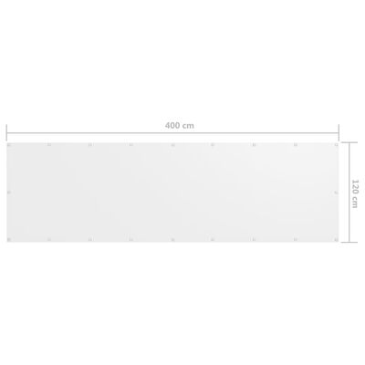 vidaXL Parawan balkonowy, biały, 120x400 cm, tkanina Oxford