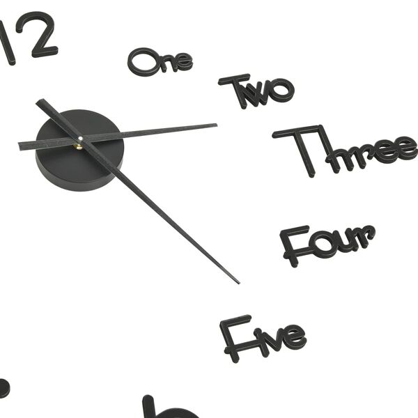 vidaXL Zegar ścienny 3D, nowoczesny design, czarny, 100 cm, XXL