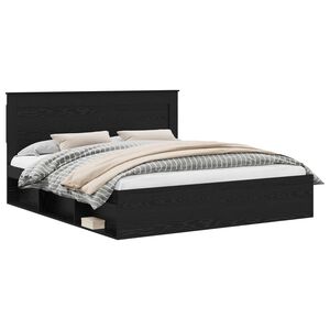 vidaXL Ramka ł&oacute;żka Czarny 200 x 200 cm Lite drewno sosnowe