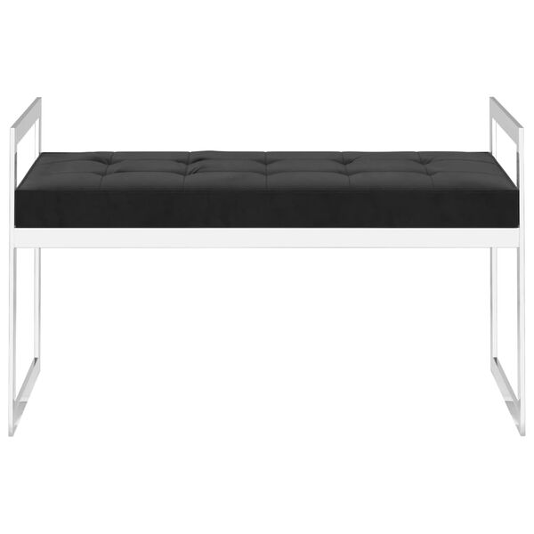 vidaXL Ławka, 97 cm, czarna, aksamit i stal nierdzewna