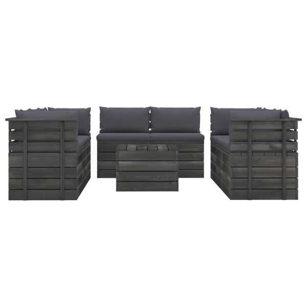 vidaXL 9-cz. zestaw wypoczynkowy z palet, z poduszkami, lita sosna