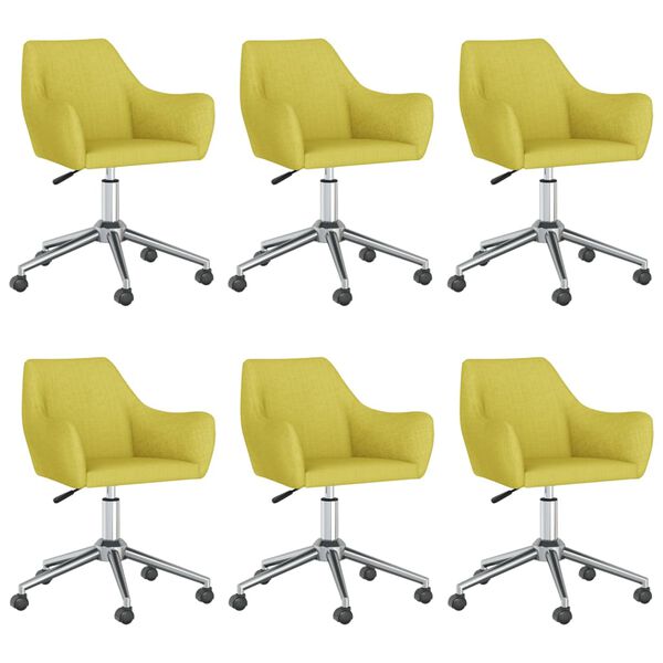 vidaXL Obrotowe krzesła stołowe, 6 szt., zielone, tkanina