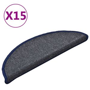 vidaXL Maty na schody 15 szt. 56x17x3 cm Ciemnoszare i niebieskie p&oacute;łokrągłe