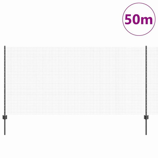 vidaXL Ogrodzenie z słupkiem Szary 1,2 x 50 m Stal i PVC