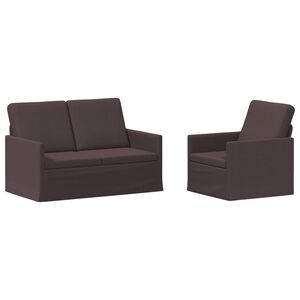 vidaXL Zestaw Sof 2 pcs Ciemny brąz tkanina
