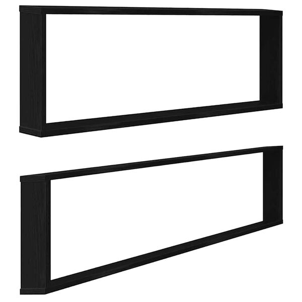 vidaXL P&oacute;łki ścienne Cube 2 szt. Czarny dąb 100x15x30 cm
