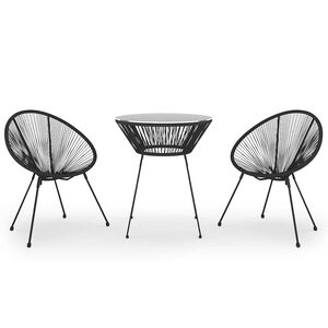 vidaXL 3-częściowy zestaw mebli ogrodowych, rattan PVC, czarny