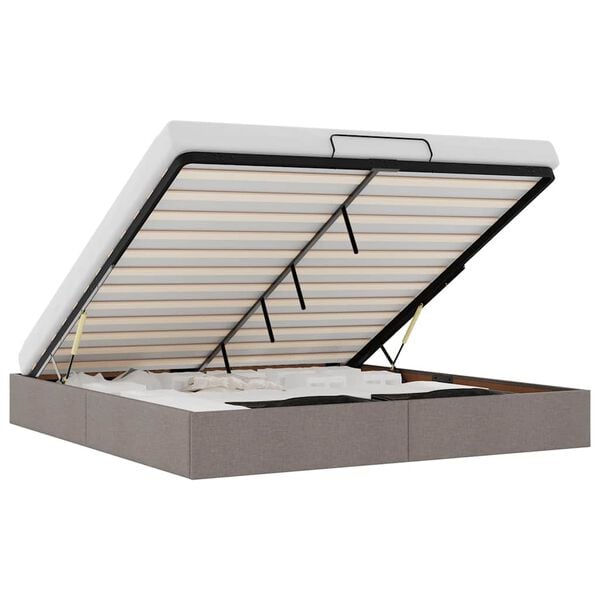 vidaXL Rama ł&oacute;żka otomana bez materacem, taupe, 180x200 cm, tkanina