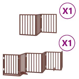 vidaXL Składana bramka dla psa, z drzwiami, 9 paneli, brązowa, 450 cm