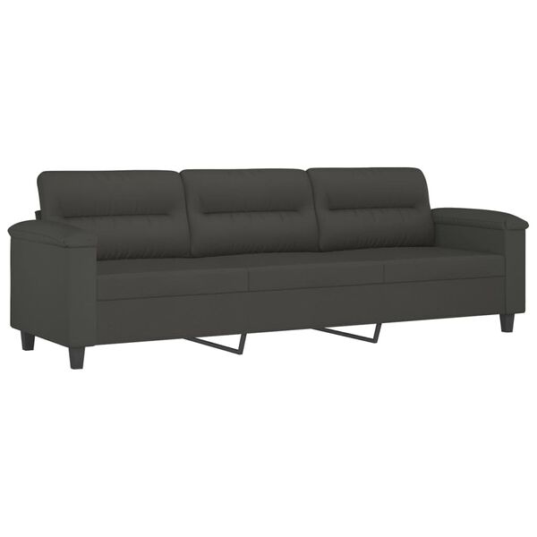 vidaXL 3-osobowa sofa, ciemnoszary, 210 cm, tapicerowana mikrofibrą