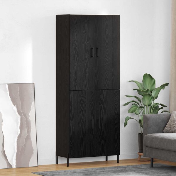 vidaXL Highboard Czarny Dąb 69,5 x 34 x 180 cm Materiał drewnopochodny