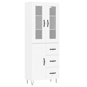 vidaXL Witrynka, biała, 69,5x34x180 cm, materiał drewnopochodny