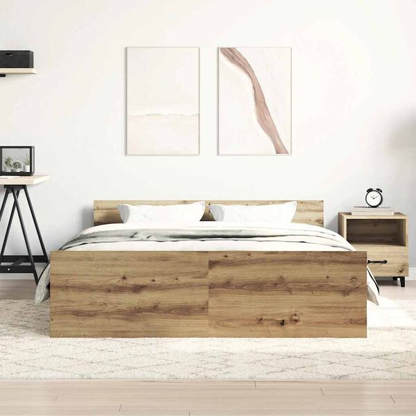 vidaXL Rama ł&oacute;żka bez materaca Artisan Oak 135x190cm Drewno klejone