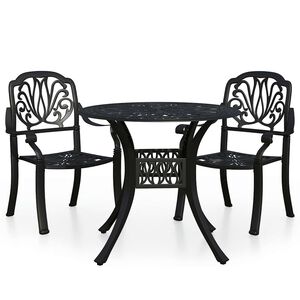 vidaXL 3-cz. zestaw mebli bistro ze stopu aluminium, czarny