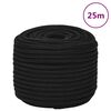 vidaXL Linka robocza, czarna, 12 mm, 25 m, poliester