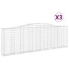 vidaXL Kosze gabionowe, 3 szt, 400x30x120/140 cm, galwanizowane żelazo