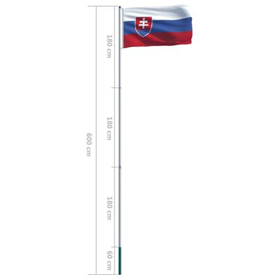 vidaXL Flaga Słowacji z aluminiowym masztem, 6 m