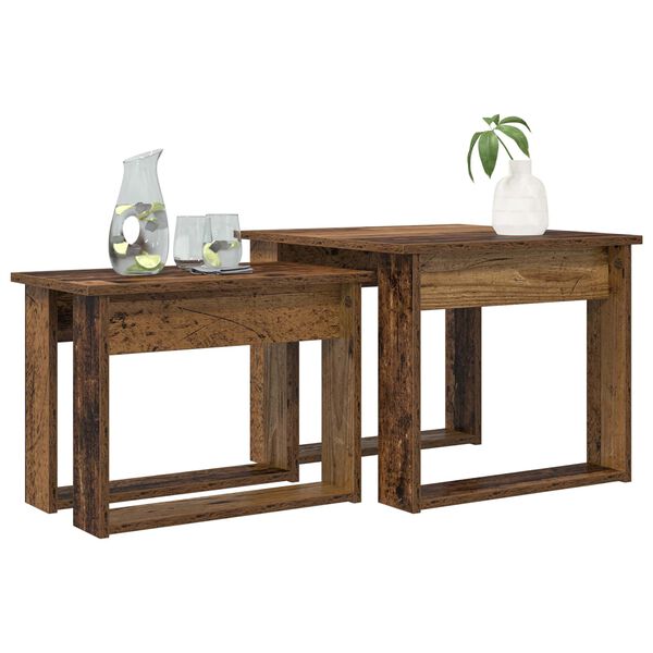 vidaXL Zestaw stolik&oacute;w kawowych 2 pcs Stare drewno