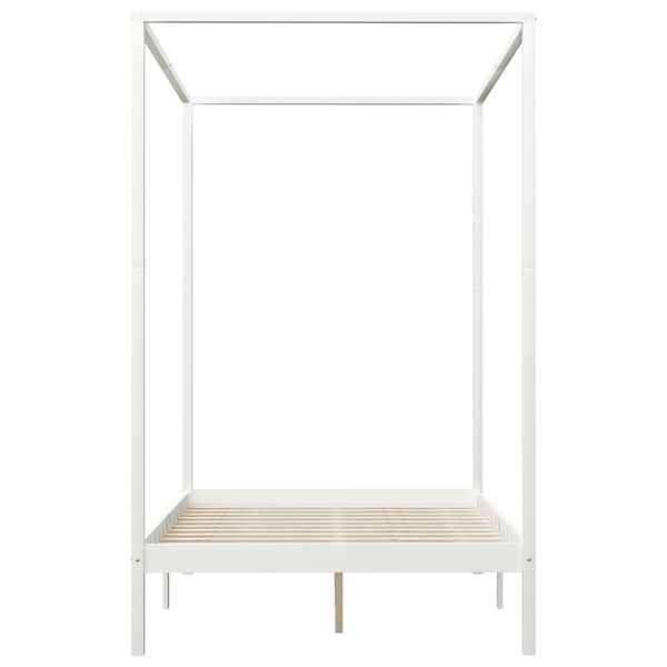 vidaXL Rama łóżka z baldachimem, 2 szuflady, biała, sosna, 140x200 cm