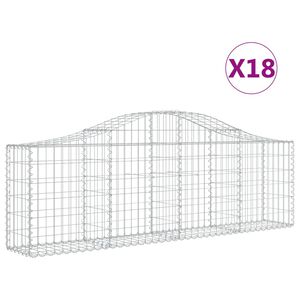 vidaXL Kosze gabionowe, 18 szt, 200x30x60/80 cm, galwanizowane żelazo