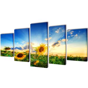 vidaXL Zestaw obraz&oacute;w Canvas 200 x 100 cm Słoneczniki