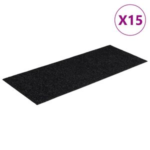 vidaXL Maty na schody samoprzylepne 15 szt. 60x25 cm czarne prostokątne