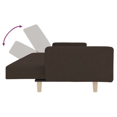 vidaXL 2-osobowa kanapa, 2 poduszki, ciemnobrązowa, obita tkaniną