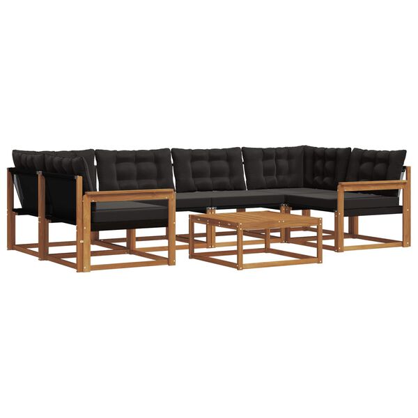 vidaXL Zestaw sof na zewnątrz z poduszką 7 pcs Naturalny i czarny