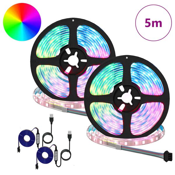 vidaXL Taśma LED 2 pcs Czarny i przezroczysty 2500 mm Miedź i plastik