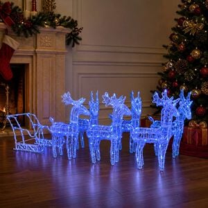 vidaXL Dekoracja świąteczna &ndash; renifery z saniami, 320 LED, akrylowa