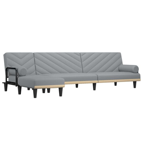 vidaXL Sofa rozkładana L, jasnoszara, 260x140x70 cm, tkanina