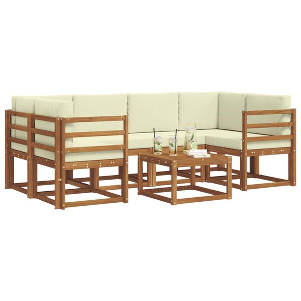 vidaXL Zestaw sof na zewnątrz z poduszką 7 pcs Naturalny i Kremowy