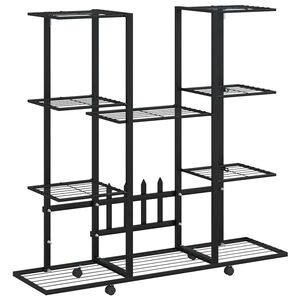 vidaXL Kwietnik na k&oacute;łkach, 94,5x24,5x91,5 cm, czarny, żelazo