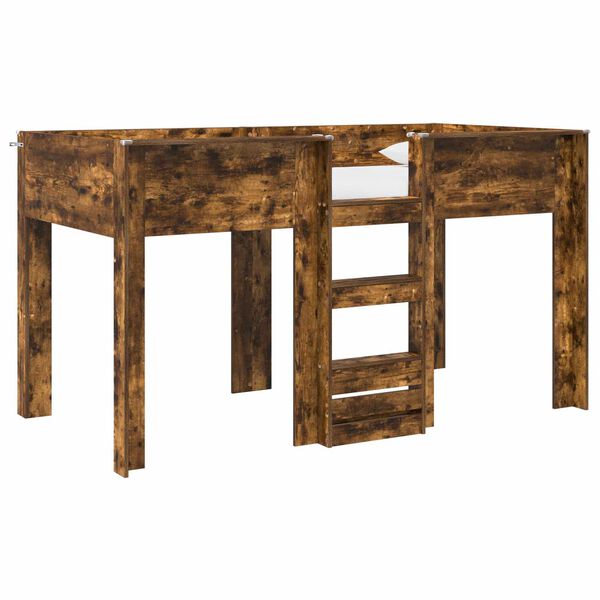 vidaXL Ł&oacute;żko piętrowe dla dzieci z materacem Dąb wędzony 100 x 200 cm