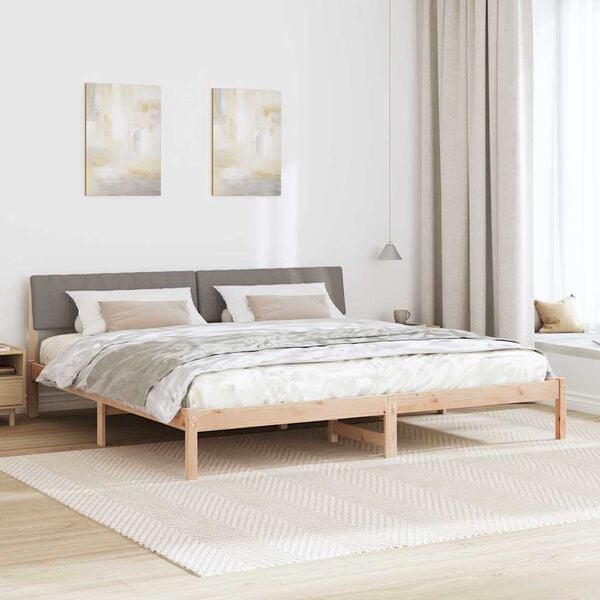 vidaXL Rama ł&oacute;żka Brązowy i taupe 150 x 200 cm Lite drewno sosnowe