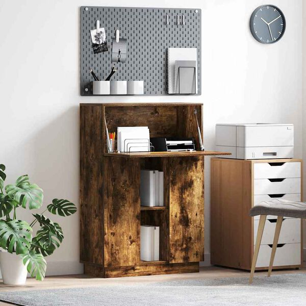 vidaXL Biurko z p&oacute;łką z drzwiami Dąb wędzony 71.5 x 31.5 x 106.5 cm