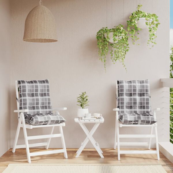 vidaXL Poduszki na krzesła z niskim oparciem, 2 szt., w szarą kratę