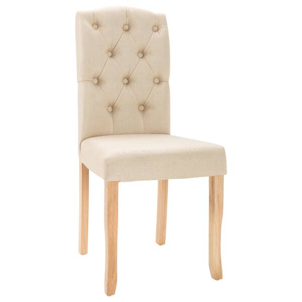 vidaXL Krzesła stołowe, 6 szt., kremowe, tapicerowane tkaniną