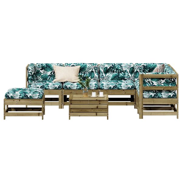 vidaXL 8-cz. zestaw mebli do ogrodu, z poduszkami, impregnowana sosna