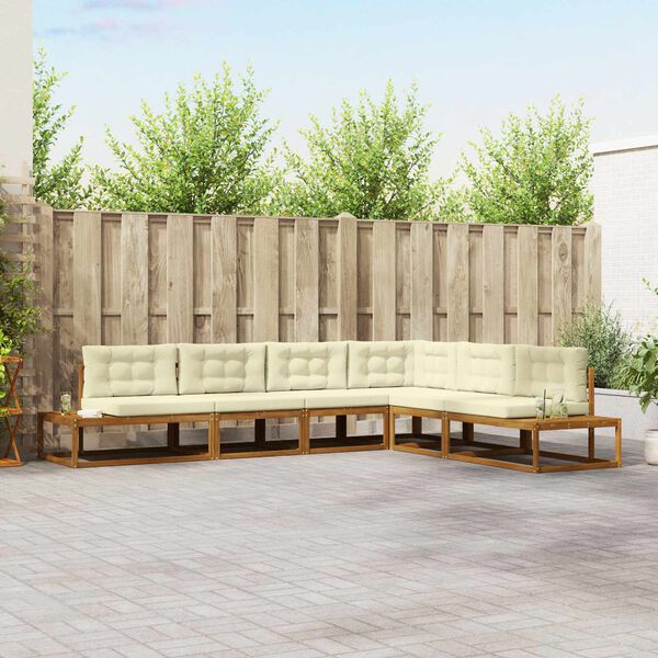 vidaXL Zestaw sof na zewnątrz 6 Sztuka Naturalny i Kremowy