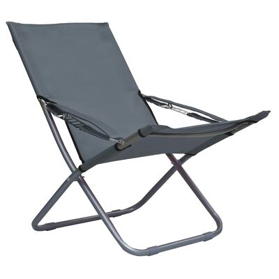 vidaXL Składane krzesła plażowe, 2 szt., tkanina, szare
