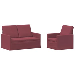 vidaXL Zestaw Sof 2 pcs Czerwone wino tkanina
