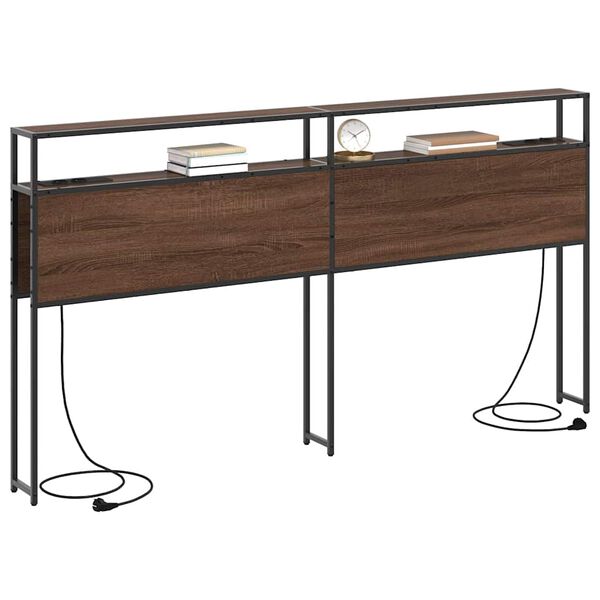 vidaXL Zagł&oacute;wek do przechowywania z p&oacute;łką Brązowy dąb 200 cm