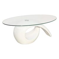 vidaXL Biały stolik kawowy o owalnym, szklanym blacie, wysoki połysk