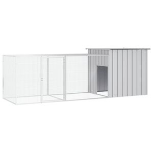 vidaXL Klatka dla kurcząt, szara, 300x91x100 cm, stal