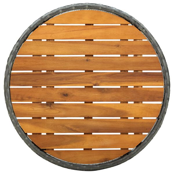 vidaXL Stolik herbaciany, szary, 60 cm, rattan PE i drewno akacjowe