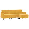 vidaXL 3-osobowa sofa z podn&oacute;żkiem, jasnoż&oacute;łty, 210 cm, aksamit